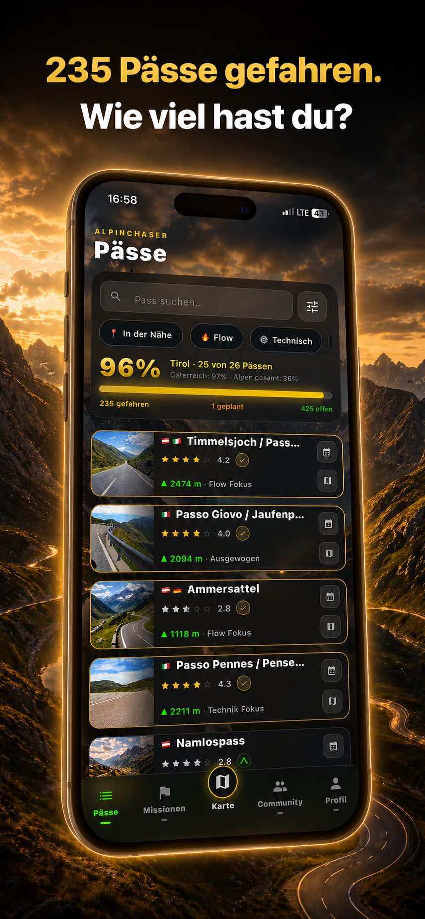 AlpinChaser Passsammlung in der App